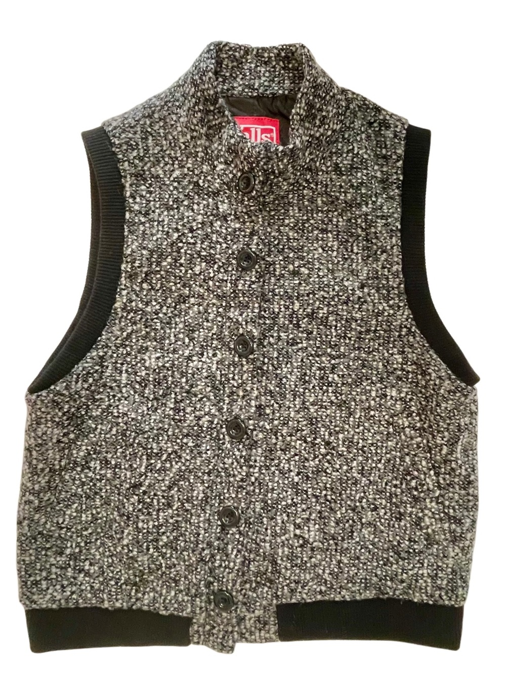 Vintage Walls Tweed Marled Knit Full Zip Vest Small